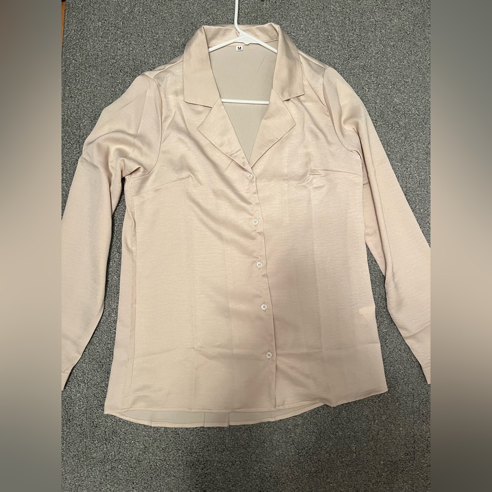Solid Button Down Blouse